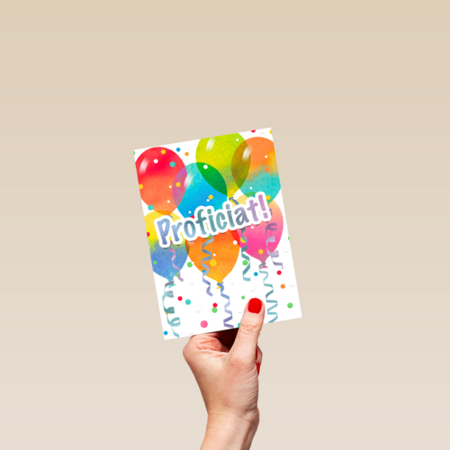 proficiat met ballonnen en confetti
