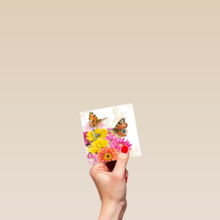 Kaart flowers by Marjolein Bastin vlinders roze geel