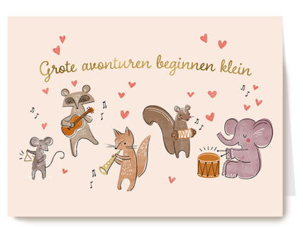 Geboortekaart grote avonturen beginnen klein