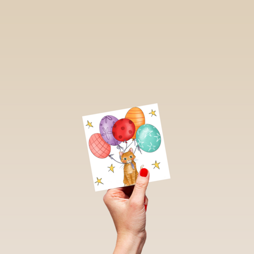 verjaardagskaart ballonnen kat matia studio