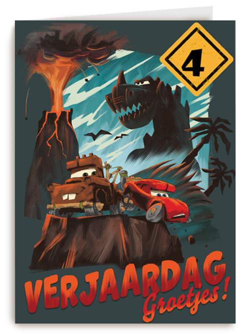 Cars verjaardagskaart met verjaardagsgroetjes