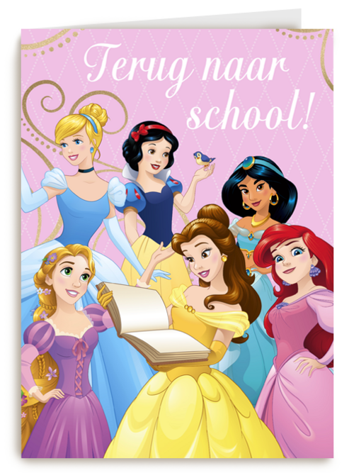 Back to school kaart Disney prinsessen