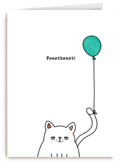 Verjaardagskaart Kat Feestbeest