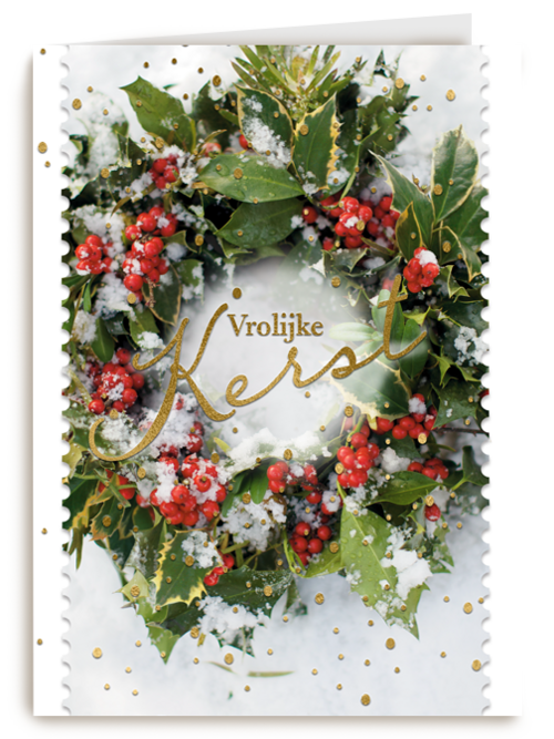 kerstkaart klassiek vrolijke kerst kerstkrans