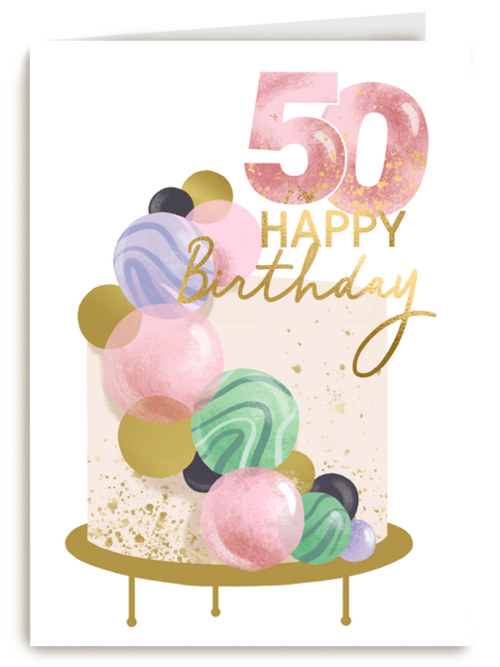 Verjaardagskaart 50 taart Happy Birthday