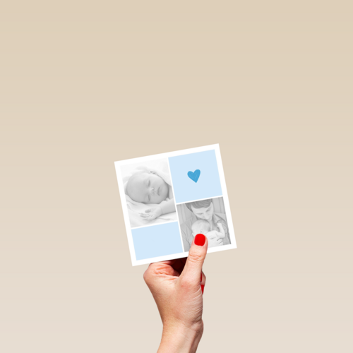 fotokaart baby blauwe hokjes