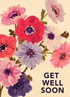 Beterschapskaart vrouw Bloemen Get well soon Engels
