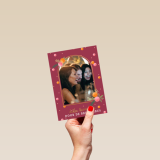 Kerstkaart bourdeaux met fotokader