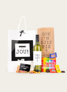 Tony Chocolonely Proost Borrelpakket in Geschenktas