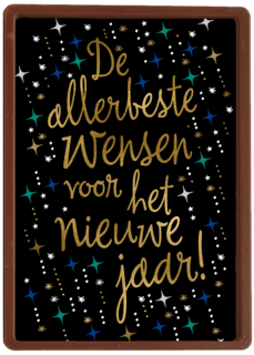 nieuwjaarskaart klassiek zwart met sterren