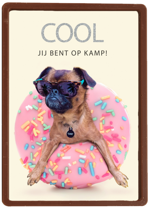 Op kamp kaart Cool hondje met donut