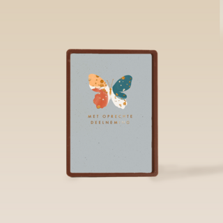 Condoleance oprechte deelneming vlinder grijs