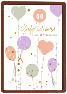 Verjaardagskaart ballonnen en hartjes leeftijd