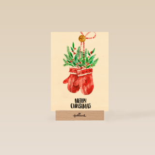 Kerstkaart klassiek handschoenen