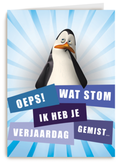Penguins verjaardag te laat kaart