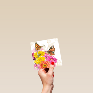 Kaart flowers by Marjolein Bastin vlinders roze geel