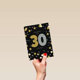 Verjaardagskaart leeftijden Cheers to 30 years zilver goud zwart