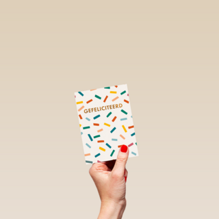 Confetti kaart gefeliciteerd