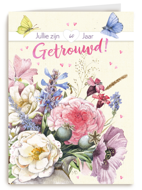 Huwelijkskaart 60 jaar getrouwd Marjolein Bastin