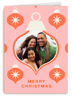 Roze rode kerstbal fotokaart