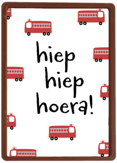 verjaardagskaart brandweerauto hiep hiep hoera