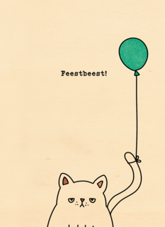 Verjaardagskaart Kat Feestbeest