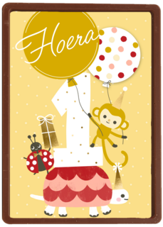 eerste verjaardag met een aapje en schildpad