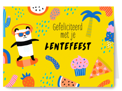 Skater Panda Gefeliciteerd met je Lentefeest
