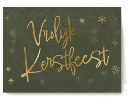 vrolijk kerstfeest in gouden letters op groen