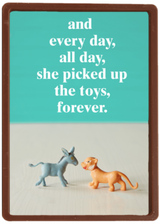 Grappige moederdagkaart over speelgoed