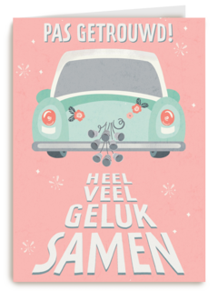 Trouwkaart Pas getrouwd auto