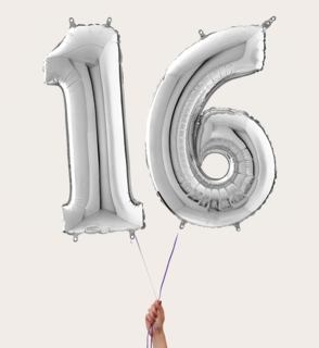 Cijferballon 16 Jaar Zilver XL