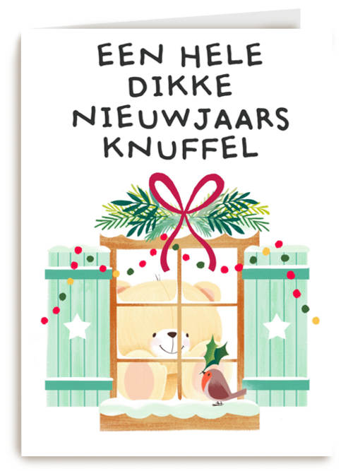 nieuwjaarskaart hart onder de riem een hele dikke nieuwjaarsknuffel