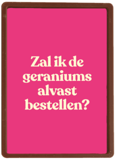 verjaardag kaart andc zal ik de geraniums alvast bestellen