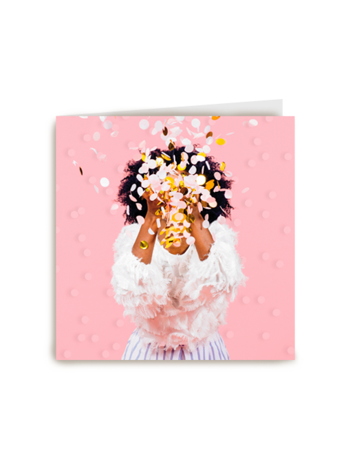 Verjaardagskaart vrouw grote confetti