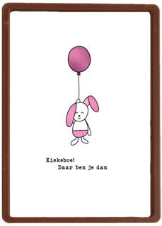Geboortefelicitatie kiekeboe konijn roze