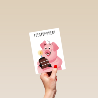 feestvarken met taartje