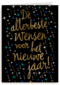 nieuwjaarskaart klassiek zwart met sterren