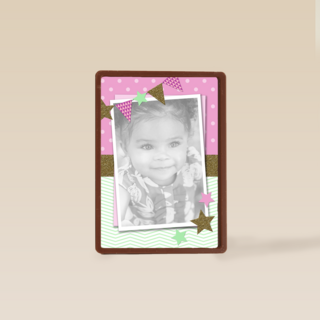 fotokaart roze goud mintgroen vlaggetjes sterretjes