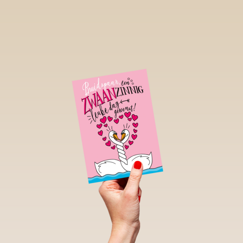 trouwkaart een zwaanzinnig leuke dag gewenst