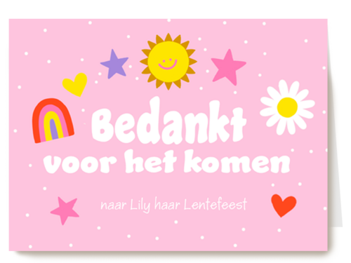 Bedankt voor het komen naar mijn lentefeest