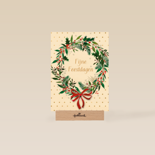 Kerstkaart klassiek Kerstkrans Fijne feestdagen