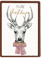 kerstkaart hert fijne feestdagen
