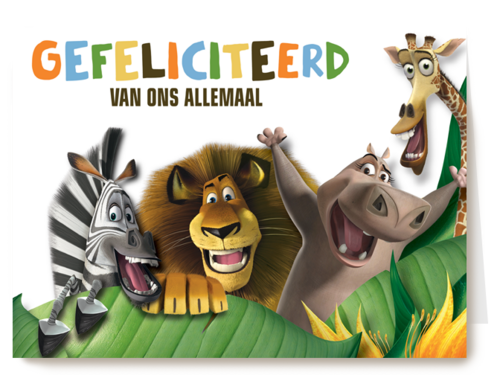 gefeliciteerd kaart madagascar marty alex moto moto melman