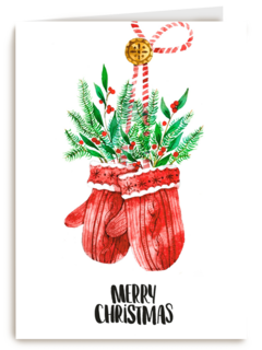 Kerstkaart klassiek handschoenen
