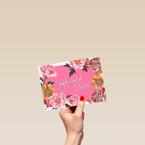 een mooie verjaardagskaart voor oma met bloemen