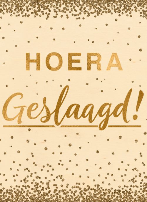 geslaagd kaart hoera geslaagd gouden letters