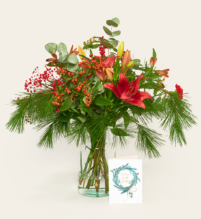 Boeket Bloemen Christmas Sparkle Met Vaas