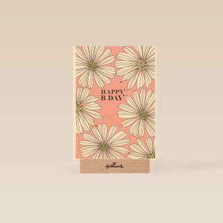 Verjaardagskaart roze met witte bloemen