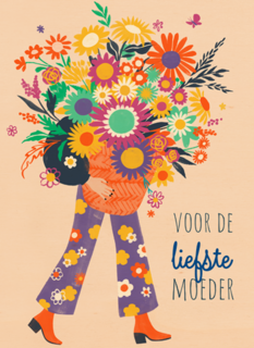 Een moeder met bloemen